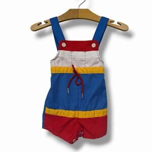 Vintage Sears Toddler Romper Shortall Sz M 20-25 Lbs 18-24 Mos. Color Block USA